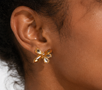 Gold-Tone Citrine Crystal Butterfly Stud Earrings
