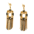 Gold & Smoke Crystal Tassel Drop Earrings – Glamorous Chain Fringe Jewelry