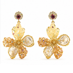 Gold Baroque Pearl Flower Drop Earrings – Luxury Statement Floral Jewelry