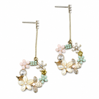 Pastel Floral Wreath Drop Earrings – Delicate Crystal Garden Jewelry
