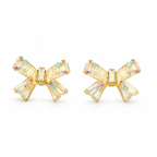Iridescent Crystal Bow Stud Earrings – Delicate Aurora Bridal Jewelry