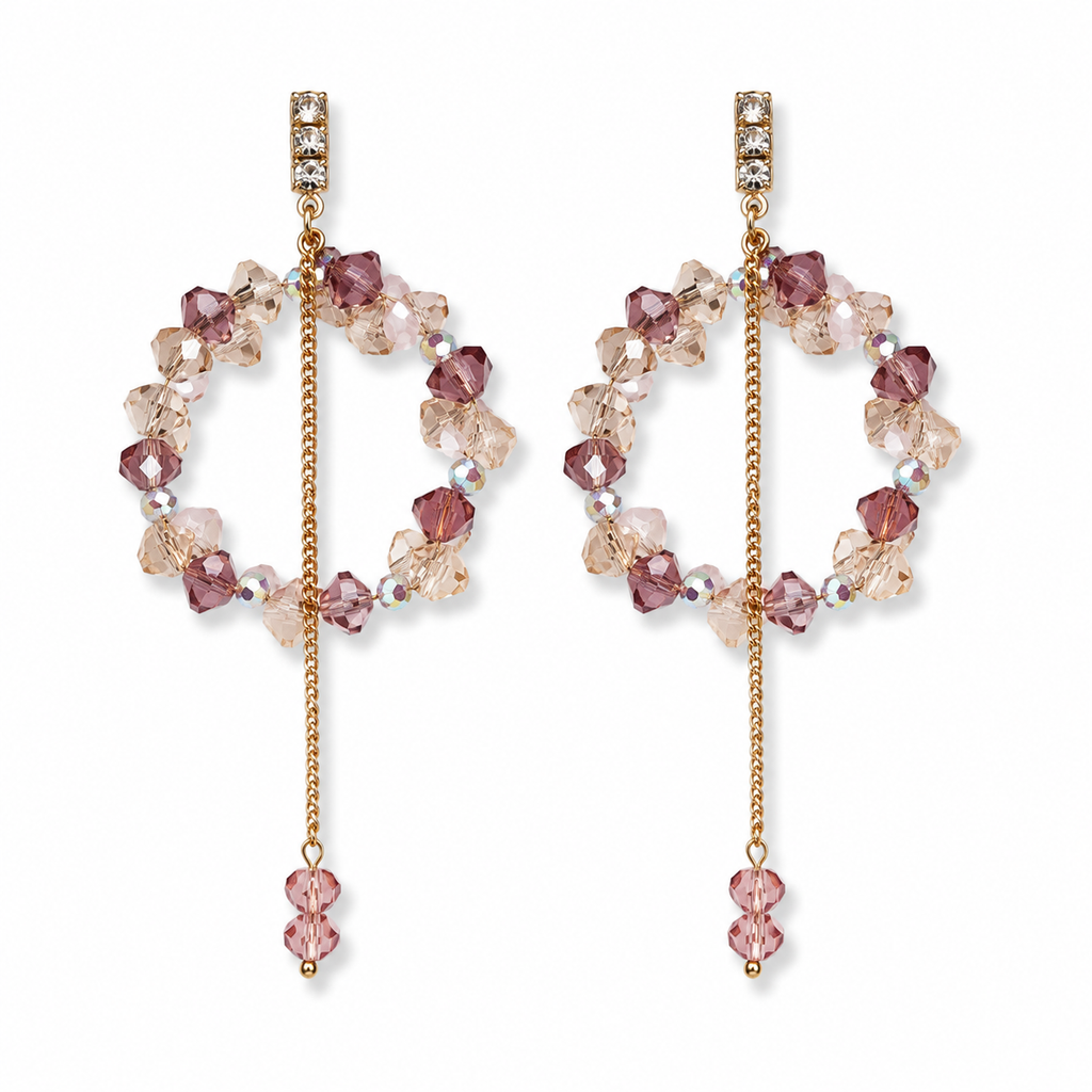 Crystal Beaded Drop Earrings — Romantic Bridal Luxury