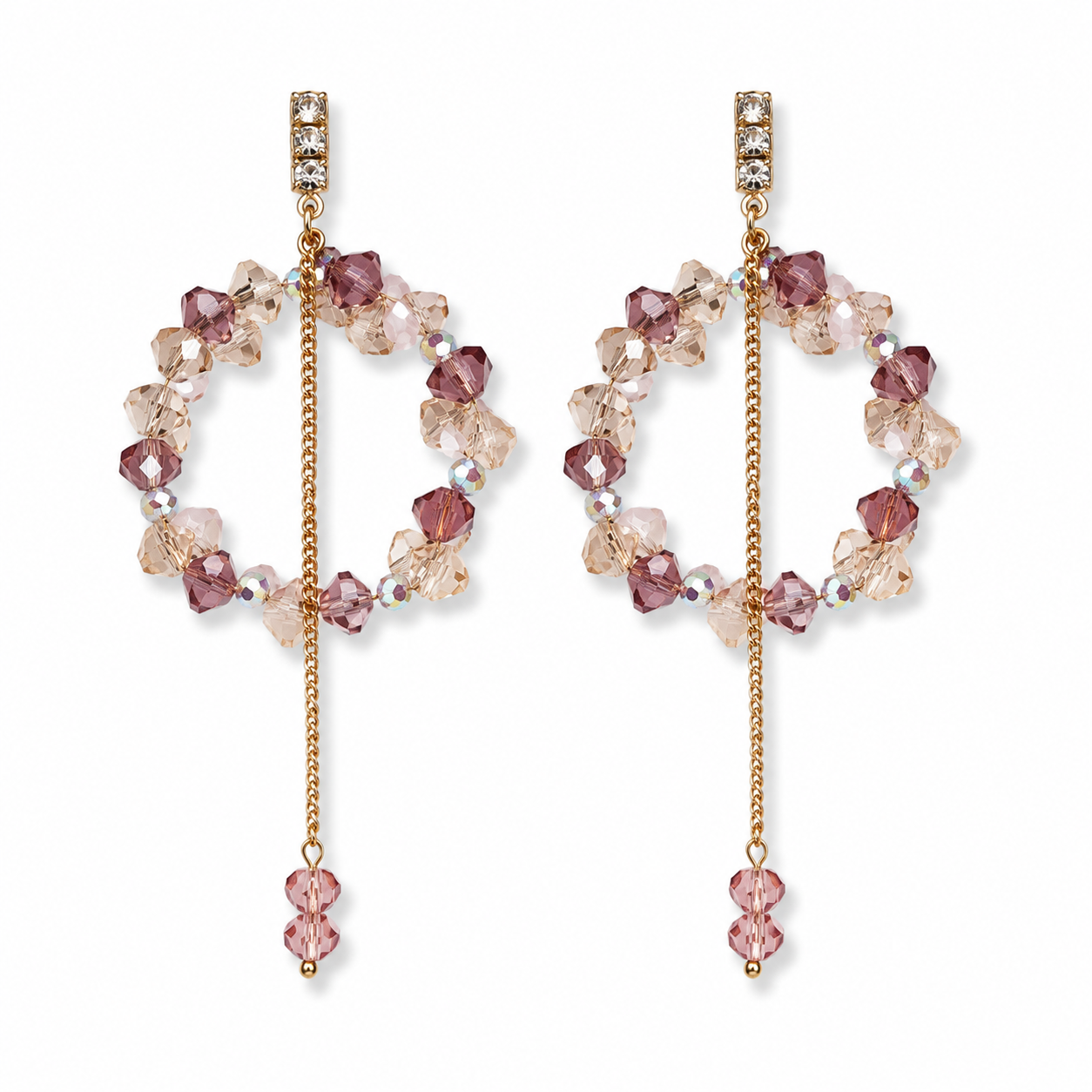Crystal Beaded Drop Earrings — Romantic Bridal Luxury