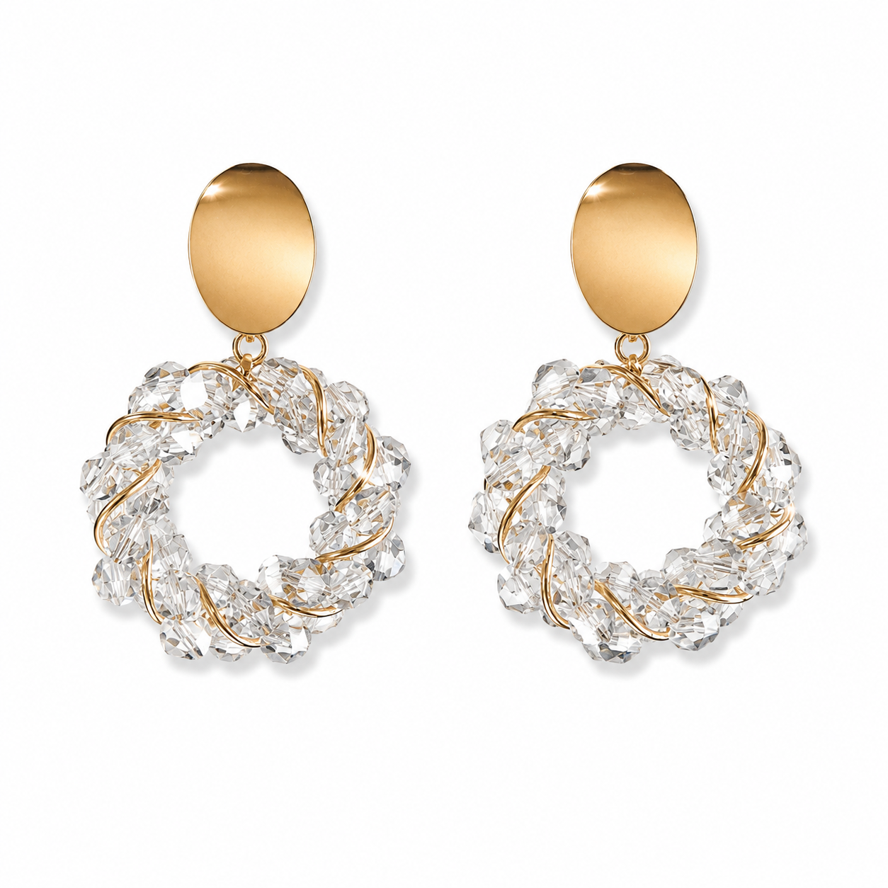 Sparkling earrings/Ice Blue Crystal Wreath Drop Earrings