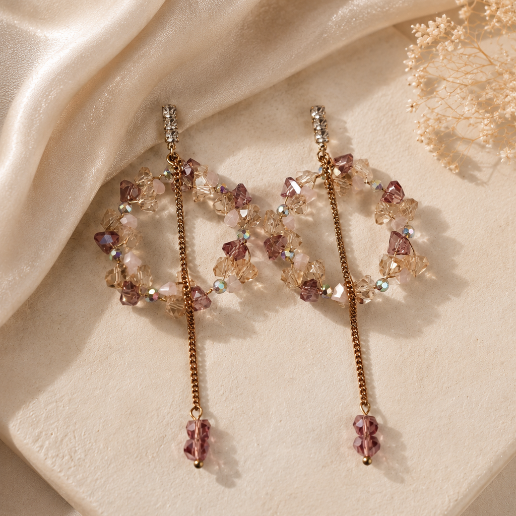 Crystal Beaded Drop Earrings — Romantic Bridal Luxury