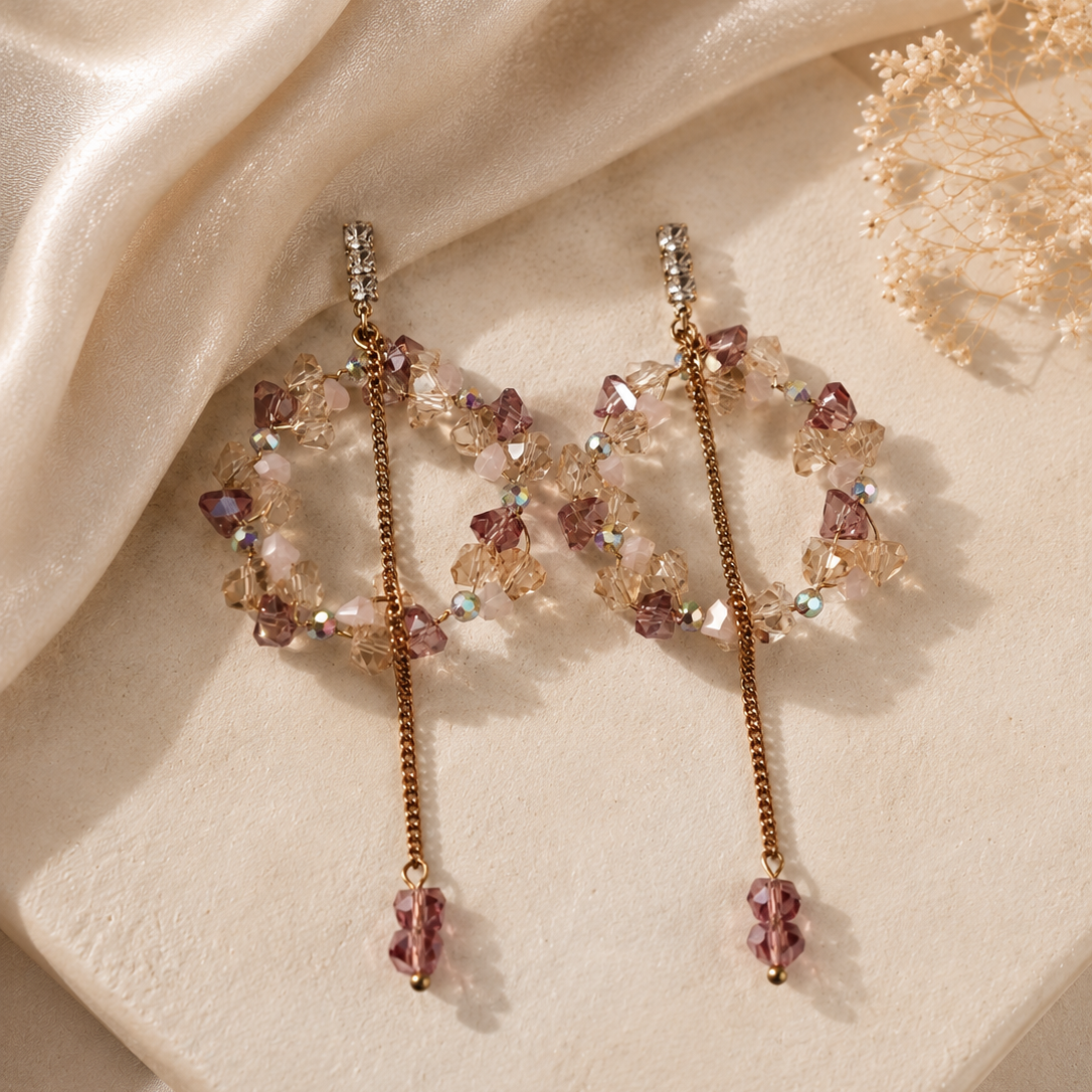 Crystal Beaded Drop Earrings — Romantic Bridal Luxury