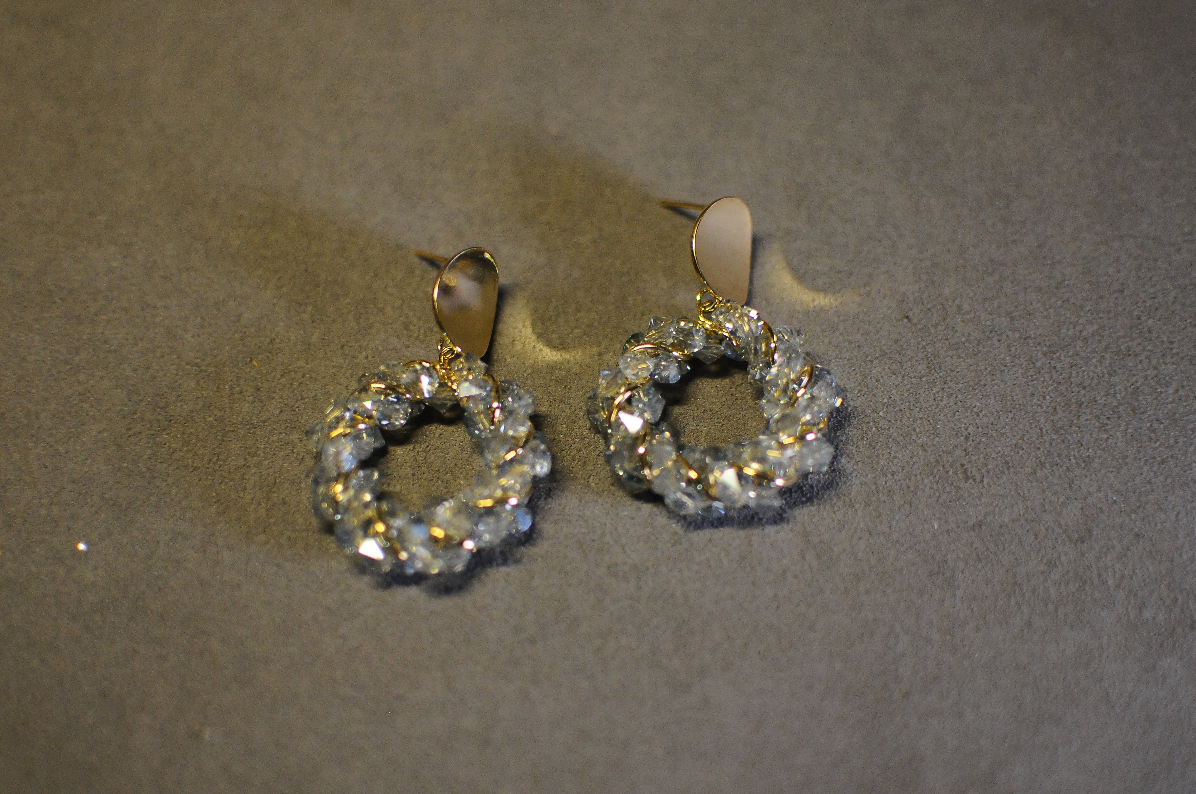 Sparkling earrings/Ice Blue Crystal Wreath Drop Earrings