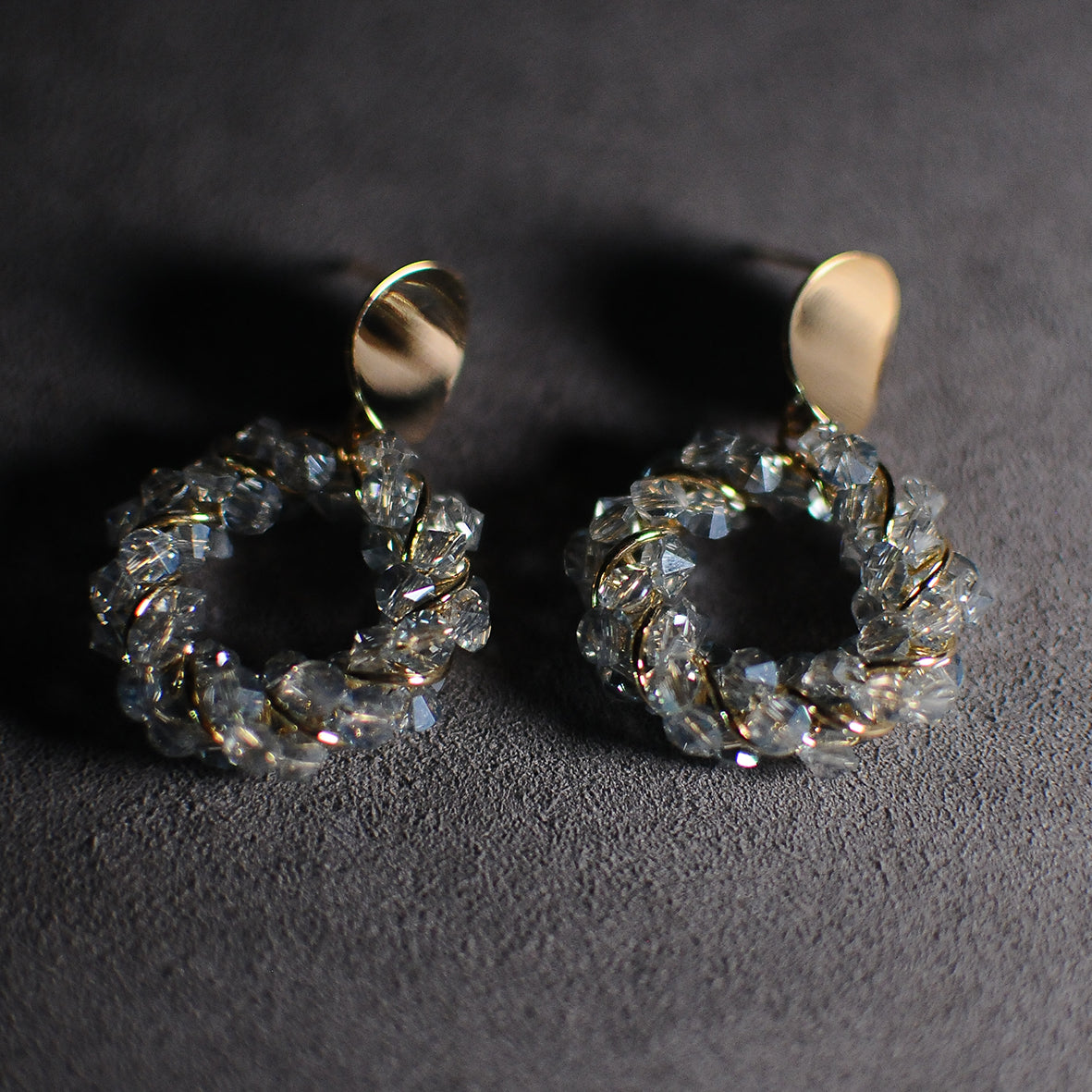 Sparkling earrings/Ice Blue Crystal Wreath Drop Earrings