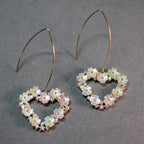 Pearl Floral Heart Hoop Earrings – Romantic Bridal Wire Jewelry