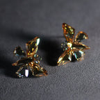 Gold-Tone Citrine Crystal Butterfly Stud Earrings