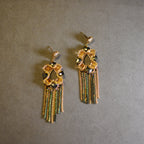 Gold & Smoke Crystal Tassel Drop Earrings – Glamorous Chain Fringe Jewelry