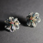 Aurora Crystal Flower Stud Earrings– Iridescent Colorful Floral Jewelry