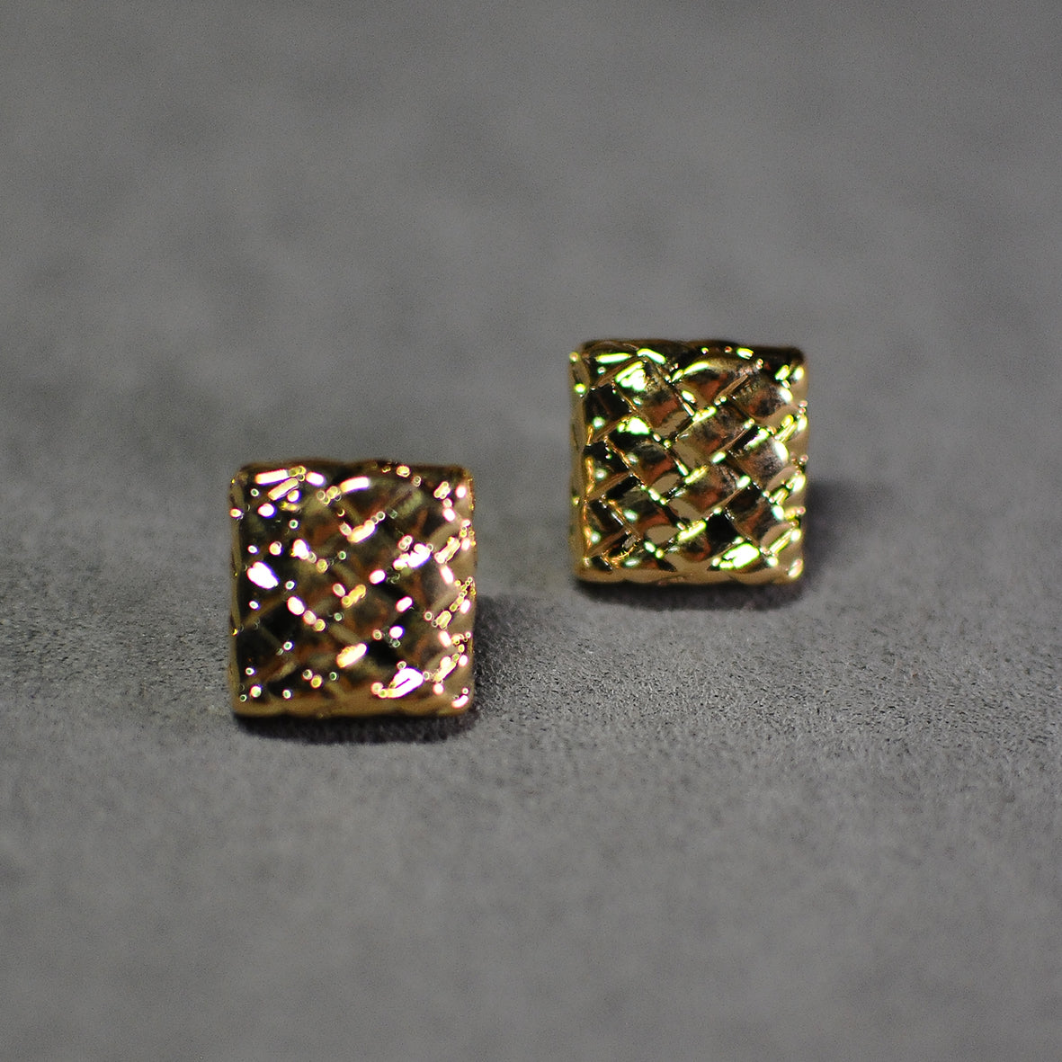 Gold-Tone Textured Weave Design Statement Earrings